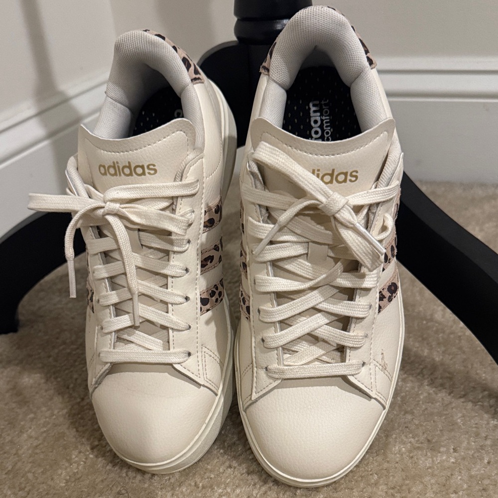 Adidas Women's Cream and Animal Print Sneakers